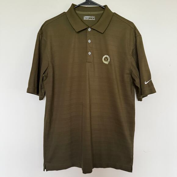 Nike Golf Shirt Mens L Polo Green Fit Dry Short Sleeve Embroidered Performance - Picture 1 of 5